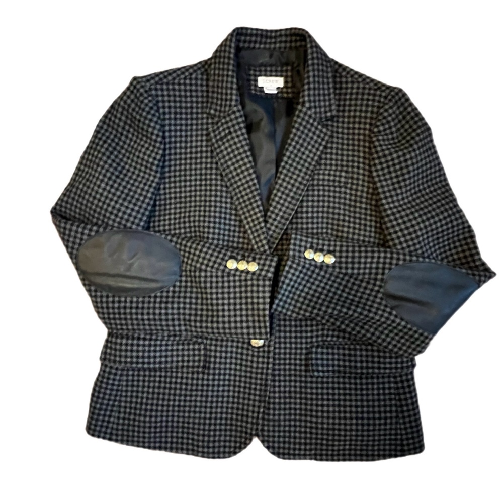 J. Crew Factory gray houndstooth wool blend women’s blazer size 12